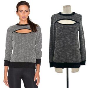 Koral Breach Open Front Sweater S Heather Gray Black Long Sleeve